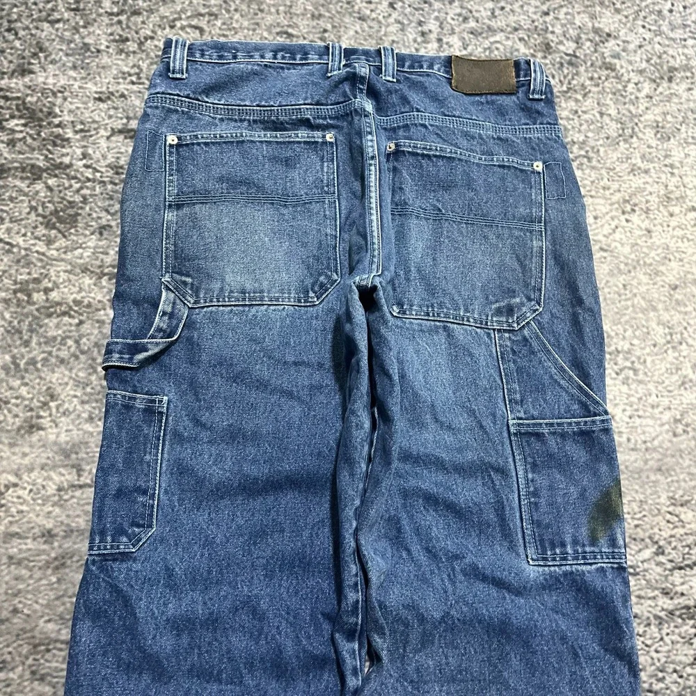 Koman Jeans Carpenter Baggy Wide Leg 34x30 Blue Distressed Skater Vintage Y2K‎